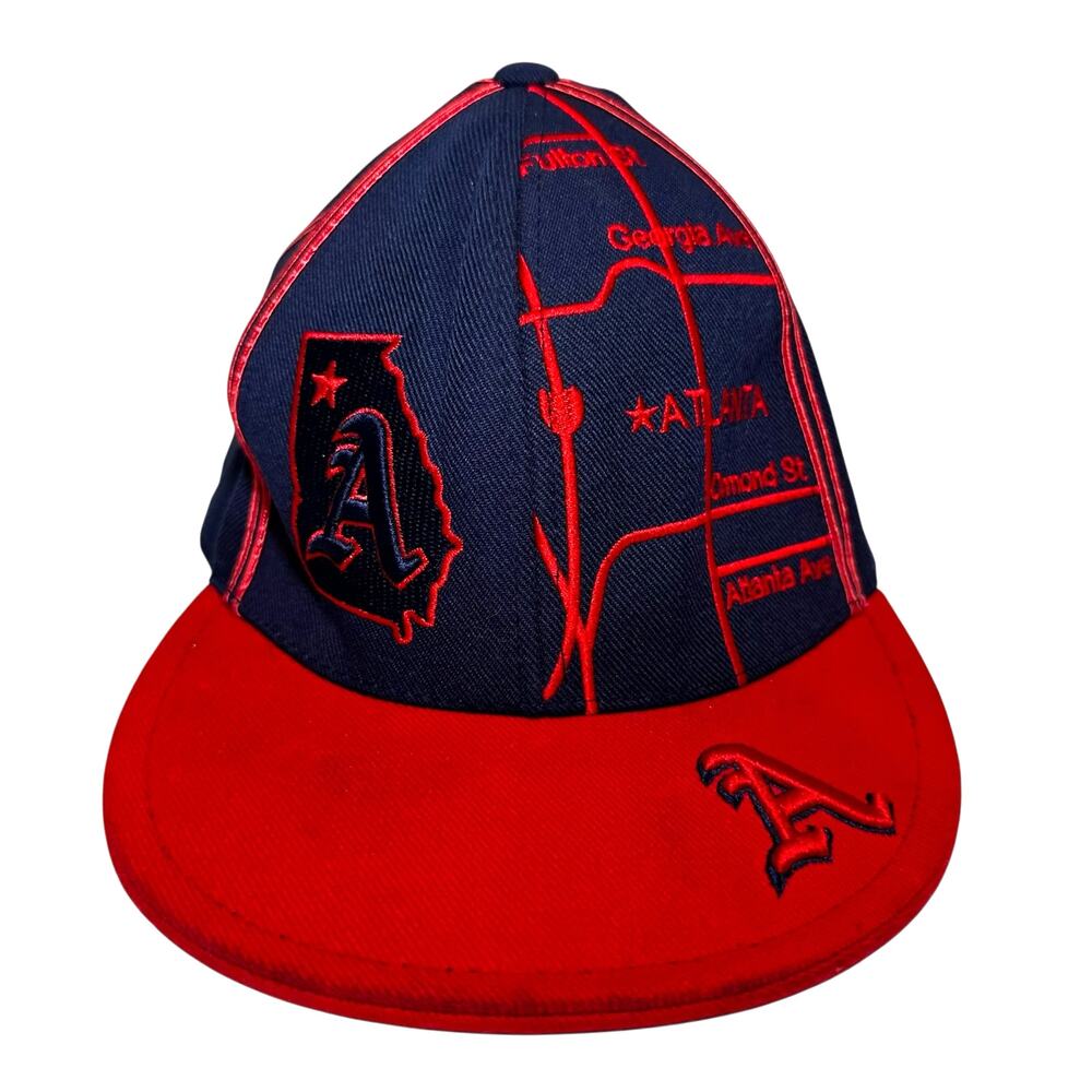 Atlanta Map State Pit Bull Hat Cap Red Blue Size Medium Embroidered